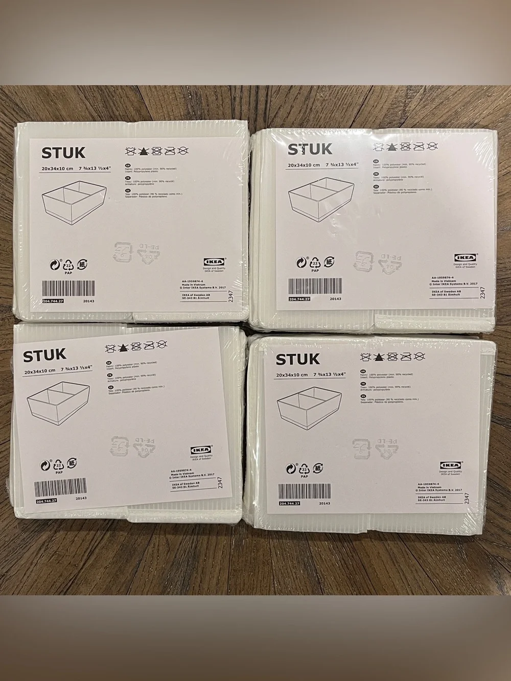4 - IKEA STUK Storage Box Containers Compartments White 7 ¾x13 ½x4